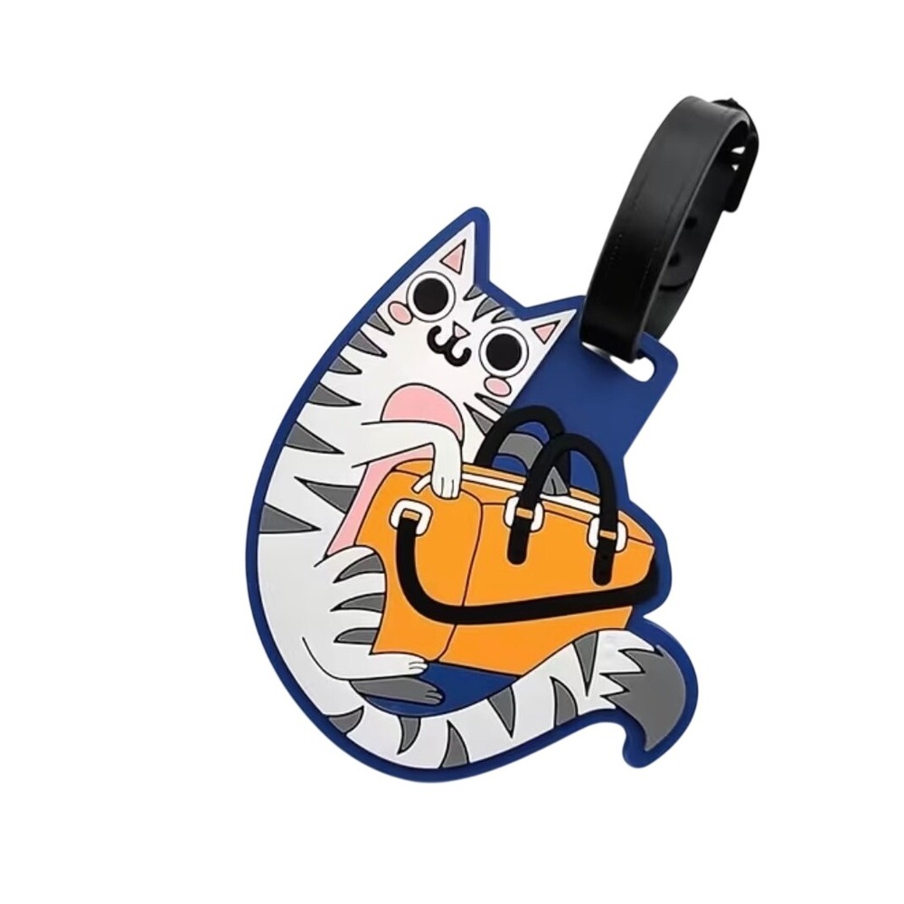 Luggage Tag Unisex OS Blue New Cat Holding Bag Silicone Travel‎ Accessory